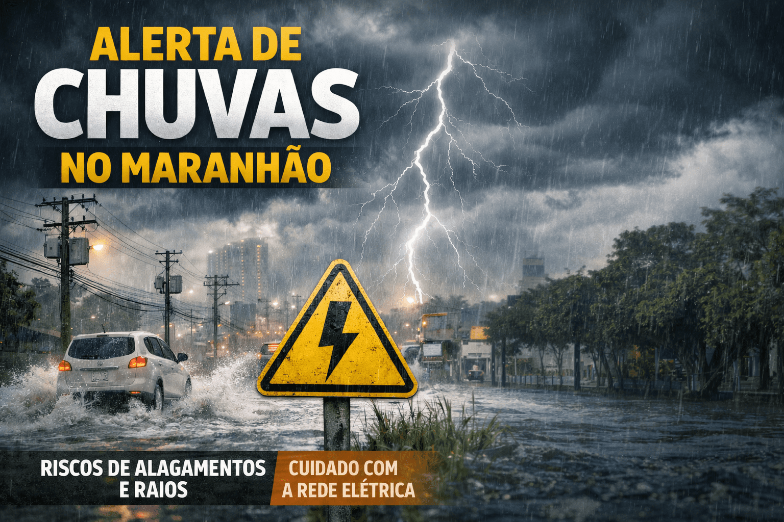 Alerta de chuvas intensas no Maranhão com risco de alagamentos e descargas elétricas segundo o INMET