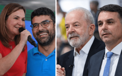 Flávio Bolsonaro, Lula, Dr Daniel e Hana Ghassan em cenário da pesquisa eleitoral Doxa no Pará 2026