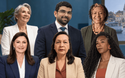 Montagem com os seis candidatos ao Governo do Pará nas eleições de 2026.