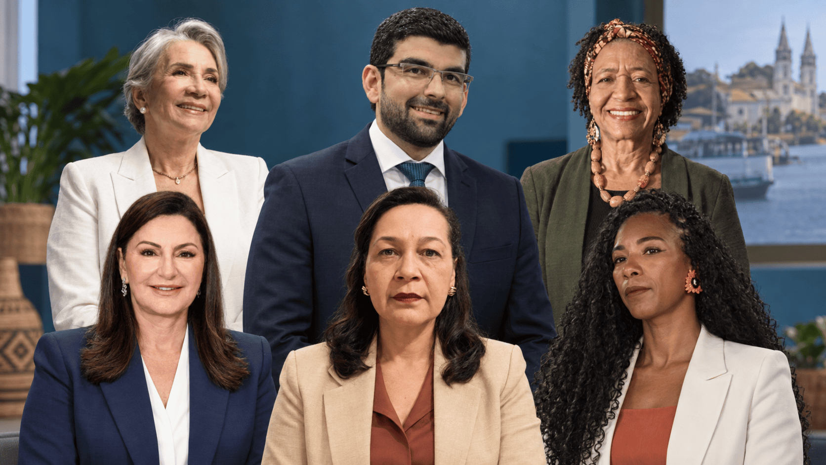 Montagem com os seis candidatos ao Governo do Pará nas eleições de 2026.